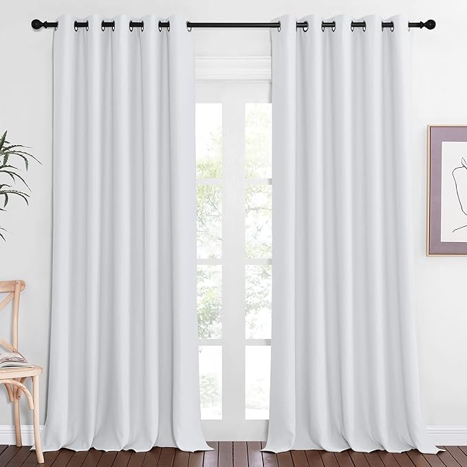 NICETOWN Greyish White Sliding Door Curtain 118 inch Length, Grommet Room Darkening Thermal Curtain Extra Long Sound Dampening for Living Room/Bedroom, W66 x L118, 1 Panel by NICETOWN