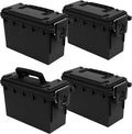 Sheffield 12772 4-Pack Ammo Storage Box, Stackable .30 Cal Field Boxes, Water and Dust Resistant, Lockable Storage Box with Handle, Secures Hunting Gear, Supplies, and Bullets, Made in USA, Black by Sheffield