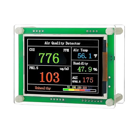 Indoor 5-in-1 Air Quality Monitor,CO2 Carbon Dioxide Detector,CO2 Monitor, pm2.5 pm10 pm1.0 Detector, Meter,Temperature and Humidity,for Grow Tents,Homes,Cars,Farm etc by HOTKREM