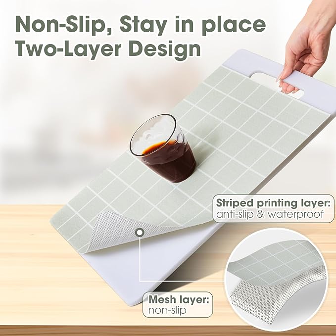 Drawer and Shelf Liner, Non-Slip Kitchen Cabinet Liners Non-Adhesive Thick Strong Grip Waterproof Washable Mats Protect Dresser Shelves Cupboard Bathroom Cabinets, Light Green, 12 in X 20 FT - Image 2
