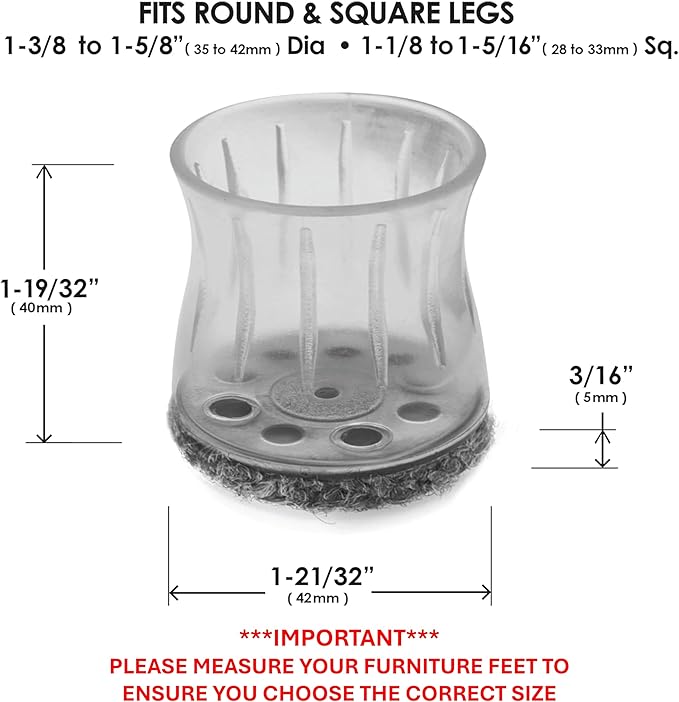 Slipstick GorillaOutdoor Berber Furniture Feet Pads with Clear Sleeve Sock (4 Pack) Outdoor Furniture Sliders for Round & Square Legs, Large - Image 4