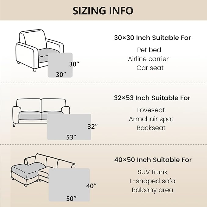 gogobunny 3X Stronger Waterproof Pet Blanket, Scratch Proof Furniture Protector for Dogs Cats, Reversible Cover 30x30 Inch, Dark Beige - Image 6