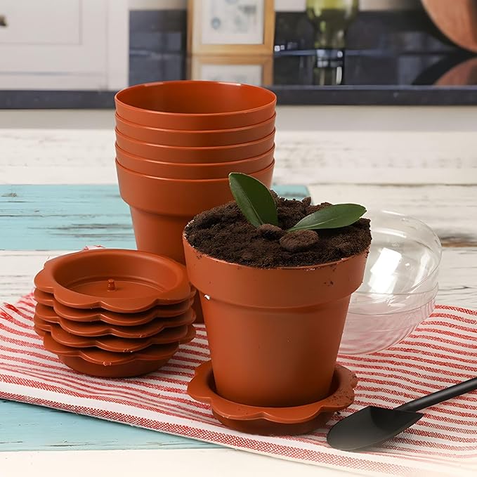 20 Pcs Nursery Pots with Humidity Dome, Cupcake Plant Nursery Pots with Bring A Plate and Shovel, Planting Cups for Seeds for Indoor Gardening and Plant Propagation - Image 3