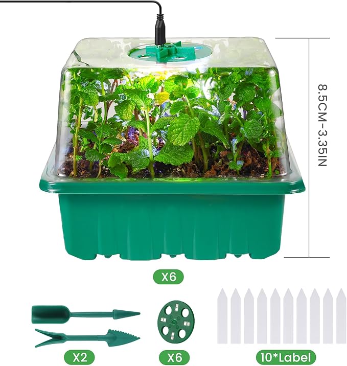 Seed Starter Trays with Grow Lights, 72 Cells Seed Starter Kit with Lights, 3 Lighting Mode, 4 Timing Set, Germination Kit for Seed Starting Trays, Seedling Starter with High Humidity Control Domes - Image 6