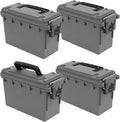 Sheffield 12759 4-Pack Ammo Storage Box, Stackable .30 Cal Field Boxes, Water and Dust Resistant, Lockable Storage Box with Handle, Secures Hunting Gear, Supplies, and Bullets, Made in USA, Gray by Sheffield