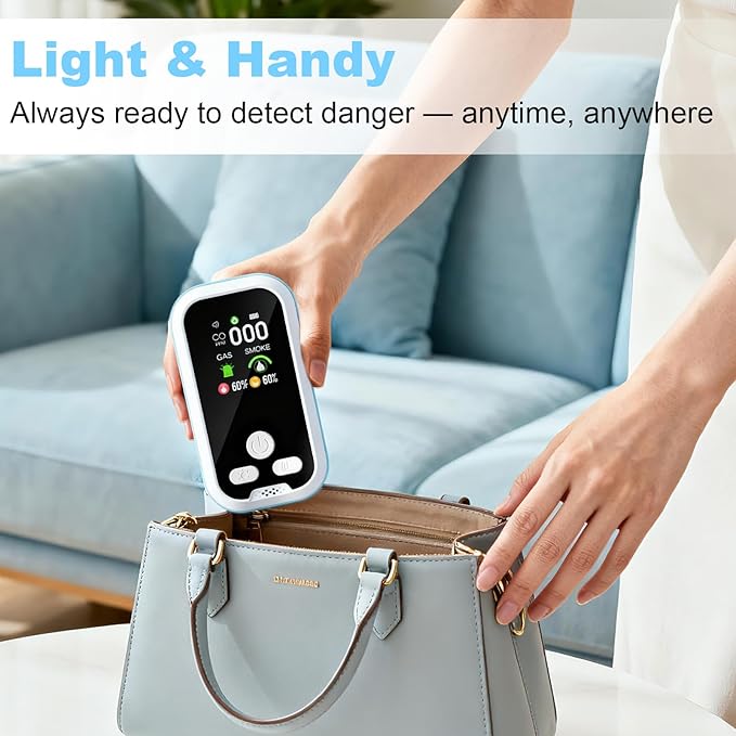 6-in-1 Carbon Monoxide Detector 2 Pack Combo with LCD Display, Detects CO, Natural Gas, Smoke, Temperature, Humidity for Home, Hotel, RV, Apartment Safety, Monoxide Alarm HD Screen - Image 7