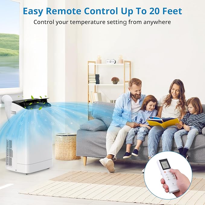 GarveeHome 14,000 BTU Portable Air Conditioner – 3-in-1 AC with Dehumidifier & Fan, Quiet, Remote, LED Display, Window Vent Kit – Cools Rooms up to 750 Sq.Ft, Bedroom & Office, White - Image 6
