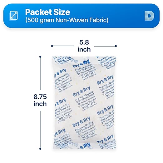 Dry & Dry 500 Gram [120 Packs] Orange Indicating(Orange to Dark Green) Mixed Silica Gel Packets - Food Safe Rechargeable Silica Packets Desiccants Silica Gel Packs Silica Gel Packets - Image 6