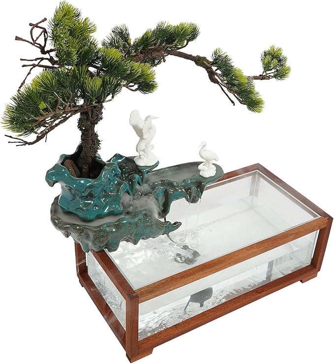 Tabletop Water Fountains Decoration, Indoor Water Fountain, Chinese Zen Style Fish Tank, Water Dispenser Humidifier, Indoor Waterfall+Mistwith Mist LED, for Meditation, Good Luck & Wealth, Bedrooms - Image 8