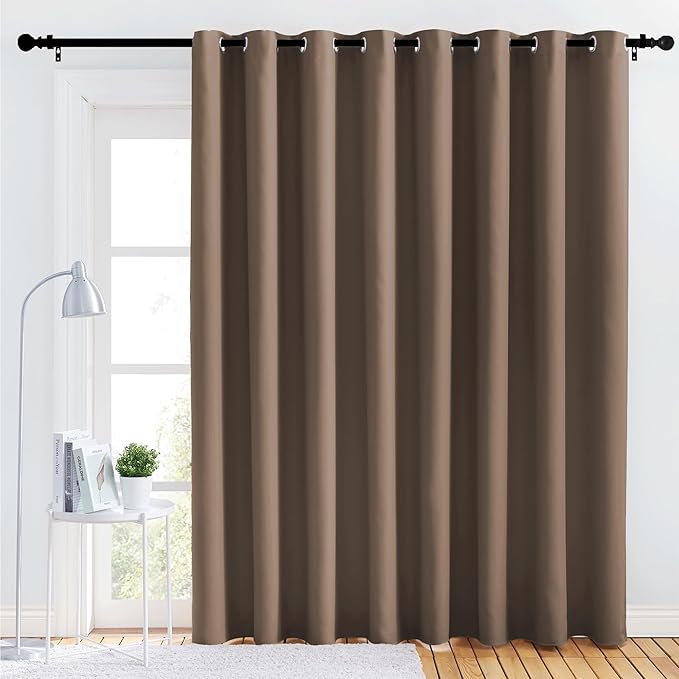 NICETOWN Bedroom Blackout Curtain Panel - (120 inches by 90 inch, Cappuccino, 1 PC) Energy Saving Thermal Insulated Grommet Blackout Drapery for Patio, Room Divider Curtain by NICETOWN