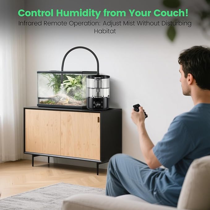 Reptile Humidifier Fogger for Terrariums, Timer Function, 1 Gallon, Adjustable Fog Volume, Ideal for Bearded Dragons, Lizards, Geckos, Snakes, Tortoises, Remote Control - Image 5