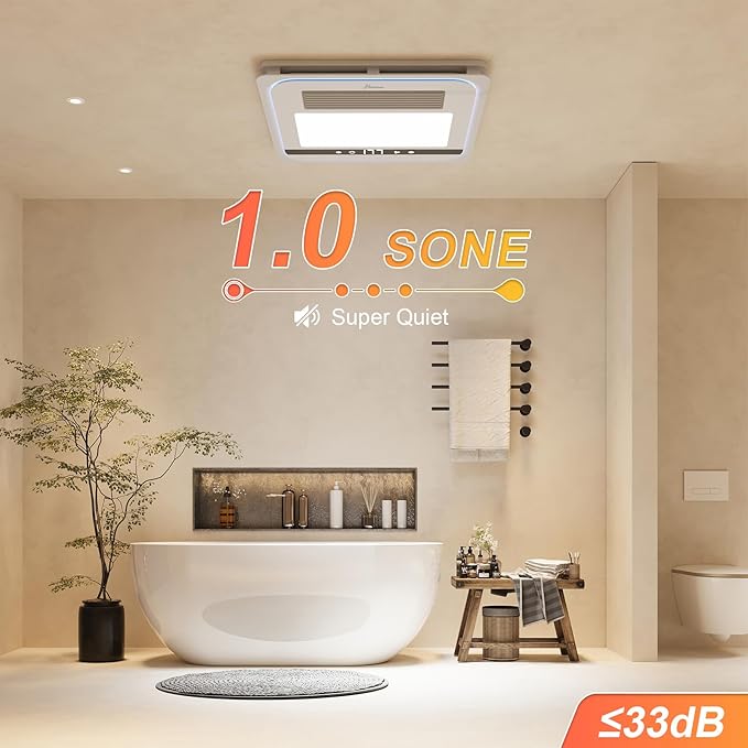 4 in 1 Bathroom Exhaust Fan with Light, 1760W Heater Fan Light Combo, 190 CFM Bathroom Fan, 1.0 Sone Exhaust Fan with Heater, Light, Ventilation for Home, Bath, Hotel - Image 6