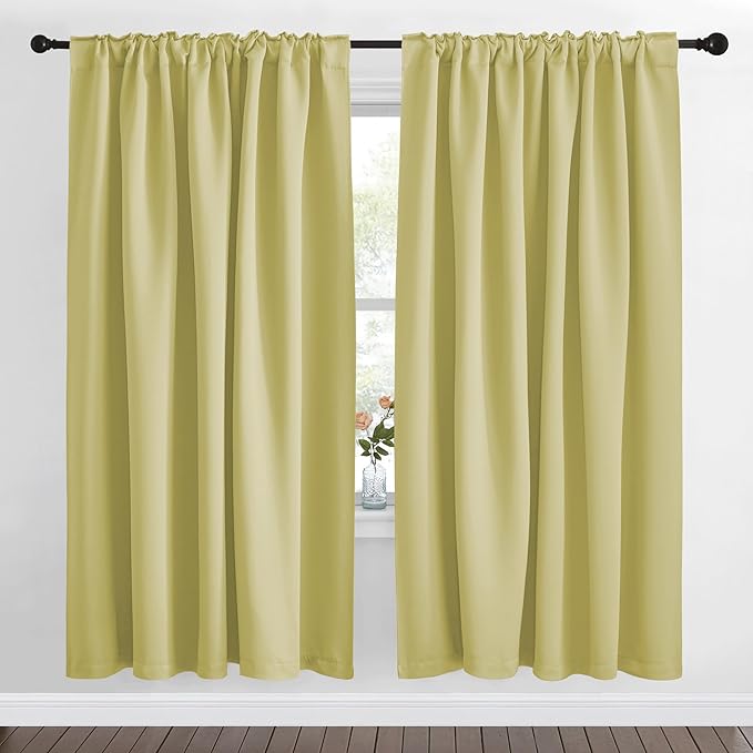 NICETOWN Living Room Blackout Draperies Curtains - (Paler Yellow Color) W70 x L72, 2 Panels, Home Decoration Window Blackout Drape Panels for Patio Door - Image 2