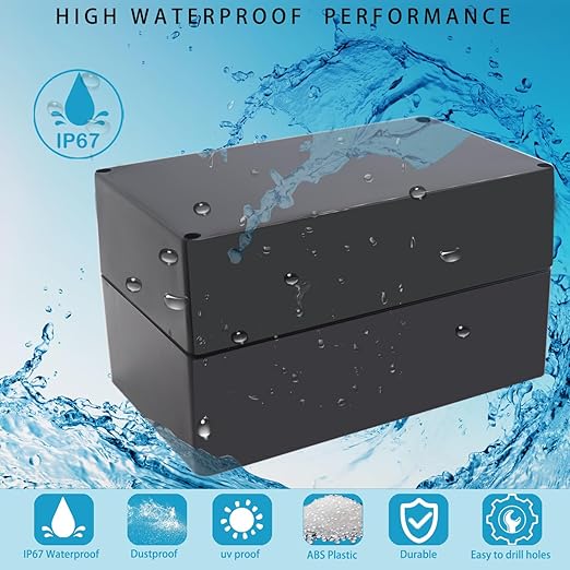 Watertight Junction Box, IP67 Waterproof Project Box Durable ABS Plastic Electronic Enclosure Case for DIY Electrical Project Black 7.87" x 4.72" x 4.45"(200 x 120 x 113 mm) - Image 7