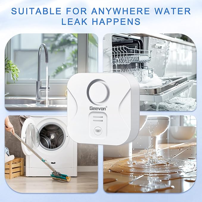 Geevon 10 Pack Water Leak Detectors for Home, 100dB Loud Water Alarm Sensor Leak Detection with Drip Alert for Basements, Laundry Rooms, Kitchen, IP56 Waterproof(Battery Included) - Image 4