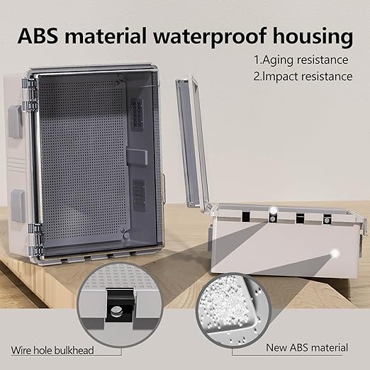 ABS Electrical Junction Box, Ventilated Design, Cable Grommets, IP65 Waterproof Enclosure, Indoor/Outdoor Use with Mounting Panel.. (Clear Cover, 17.7"x13.7"x7.9") - Image 4