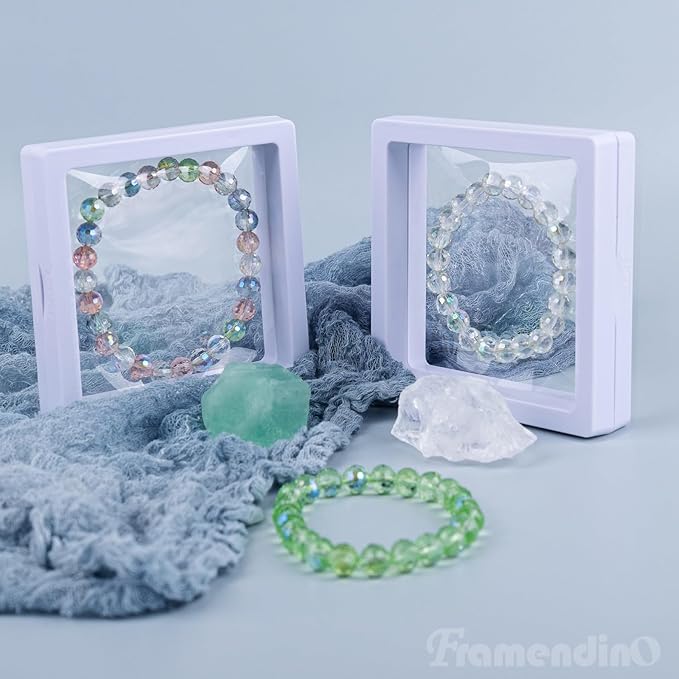 Framendino, 20 Pack White 3D Floating Frame Display Case Challenge Coin 3.5x3.5x0.8 Holder Stands Jewelry Storage Box for AA Medallion Shells Gems - Image 7