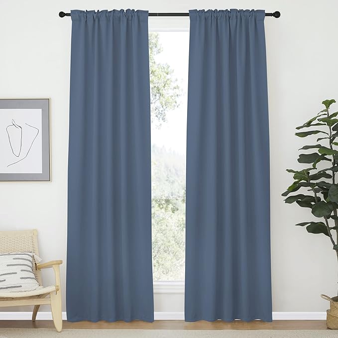 NICETOWN Blackout Curtain Panels Window Draperies - (Stone Blue Color) 42-Inch Wide x84-Inch Long, 2 Pieces, Home Decoration Light & Noise Reducing Window Covering Room Darkening Drapes for Bedroom - Image 2