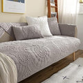 vctops Boho Circle Embroidery Couch Sofa Cover Solid Color Cotton Quilted Non-Slip Sectional Couch Covers Sofa Slipcover for Dogs, Children, Pets Furniture Protector (Grey,28"x28") by vctops