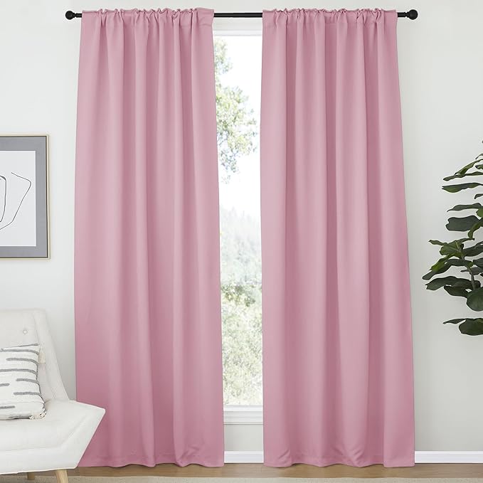 NICETOWN Blackout Curtain Blinds for Living Room - (Rouge Pink Color) 52 inches Wide by 72 inches Long, 2 Panels Set, Insulated Room Darkening Window Drapes - Image 2