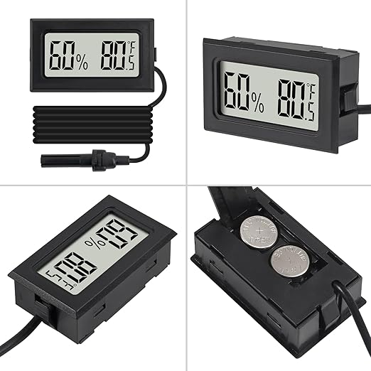 3Pcs Mini Digital Thermometer Hygrometer with Probe Electronic Temperature Humidity Gauge Meters Indoor LCD Display Fahrenheit for Humidors,Greenhouse,Garden,Incubator Reptile Terrarium - Image 4