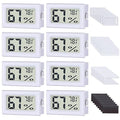 8-Pack Mini Digital Hygrometer Thermometer, Front-View Frame Adhesive for Mason Jar & Reptile Tank, Indoor Humidity Meter Gauge for Greenhouse, Garden, Cellar & Curing, 12-Month Battery by FN