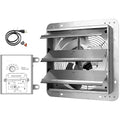 Simple Deluxe 12 Inch Wall Mounted Shutter Exhaust Fan with Temperature Controller and Power Cord Kit, Aluminum, 1600 RPM, 940 CFM, for Attic, Garage, Louvered Vent, Plant, Greenhouse, Silver by SimpleDeluxe