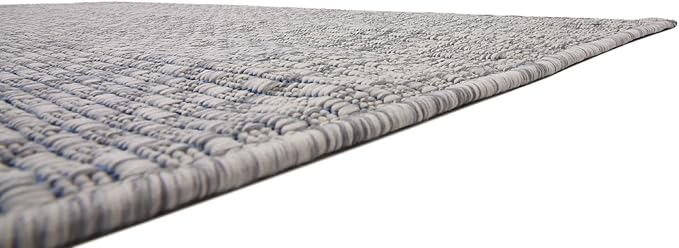 Unique Loom Collection Casual Transitional Solid Heathered Indoor/Outdoor Flatweave Area Rug (4' 1" x 6' 1" Rectangle, Light Gray/Ivory) - Image 8