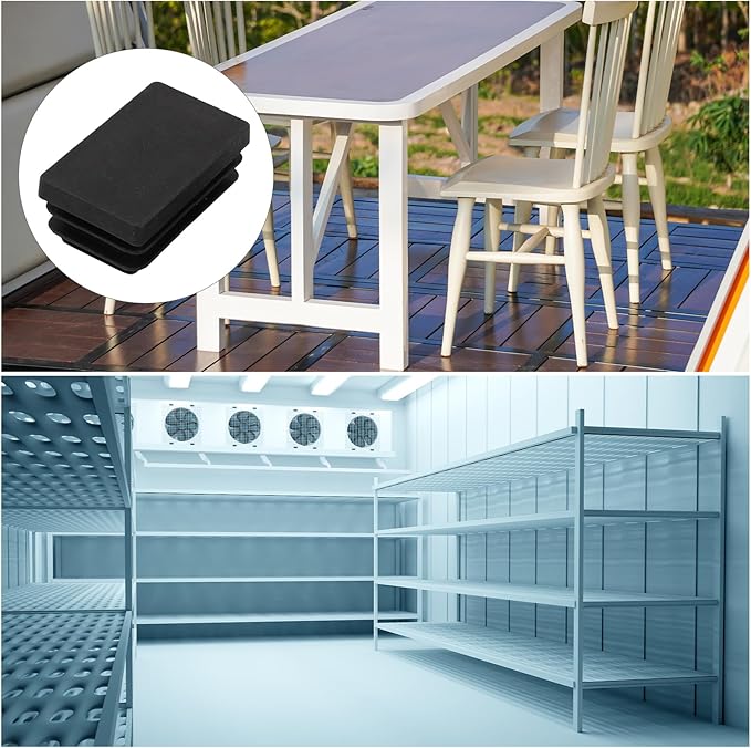 METALLIXITY Rectangle End Caps (50 x 30mm) 2Pcs, Plastic Rectangle Tube Inserts Threaded End Blanking Caps Protector - for Furniture Table Chair Legs, Black - Image 3