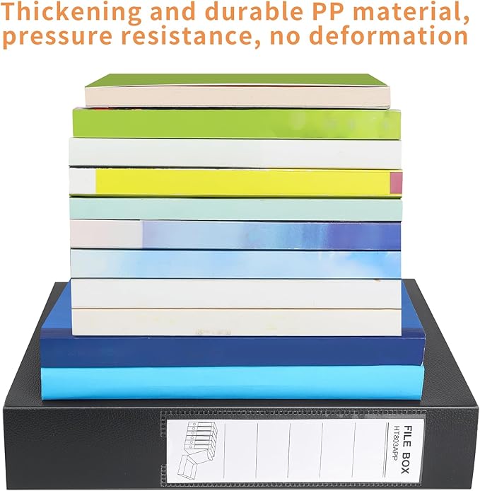 HUA JIE 2 Pack A4 Storage File Boxes Archives Case,65mm Spine,Box File Document Storage Box for Office School -Black - Image 7