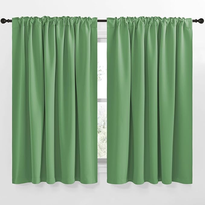 NICETOWN Blackout Curtain Panels Window Draperies - (Forest Green Color) 70x63 inch, 2 Pieces, Insulating Room Darkening Blackout Drapes for Bedroom - Image 2