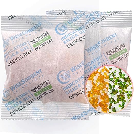 20 Gram [500 Packs] Desiccant Packs, Indicating Silica Gel Packets, Rechargeable Moisture Packs for Storage, Moisture Absorbers for Humidify Control by Wisesorb