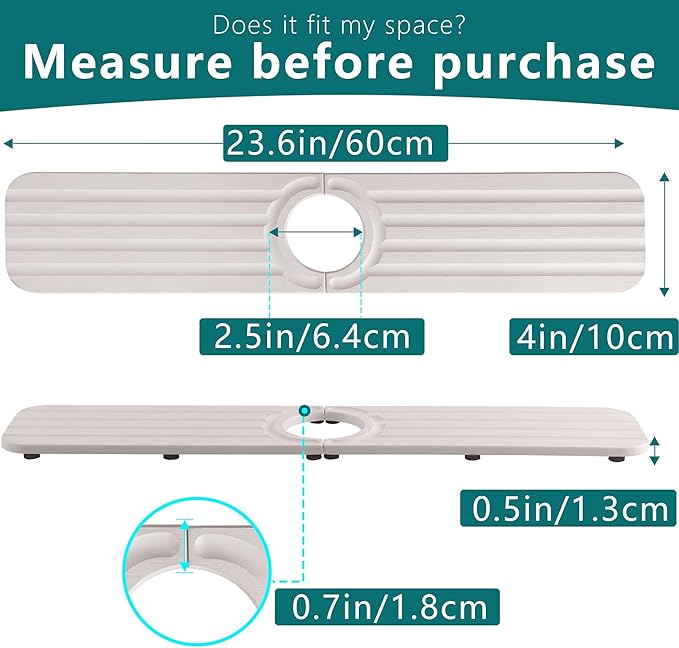 Faucet Mat for Kitchen Sink - 23.6 x 4inch Faucet Splash Guard for Bathroom Counter, Absorbent Diatomite Mat, Fast Drying Stone Sink Tray, Prevents Moisture Buildup - Image 3