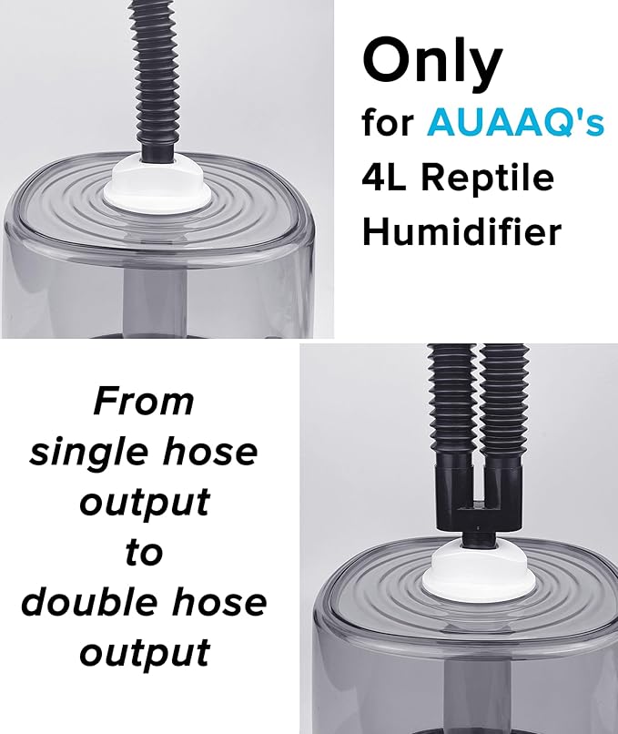 Accessories of AUAAQ's Reptile Humidifier, Including Dual Hose Nozzle, Two Adjustable Hoses and Four Suction cups, Suitable for Reptiles Humidifier Fogger Mister - Image 2