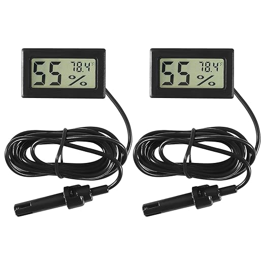 2Pcs TPM-10 Digital Mini Hygrometer Thermometer Gauge with Probe LCD Display Fahrenheit Indoor Temperature Humidity Meter for Incubator Reptile Plant Terrarium Humidor Guitar Case Greenhouse by AITIAO