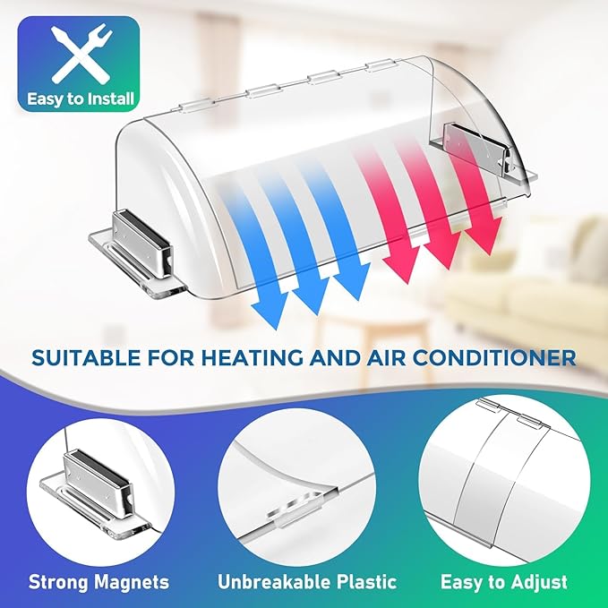 Adjustable Air Vent Deflectors, 4 Pack Widen Magnetic Heat and Vent Deflector for Home Floor, Sidewall, Ceiling Registers - Image 4