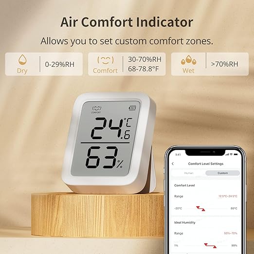 SwitchBot Thermometer Hygrometer, Bluetooth Indoor Humidity Meter for Home, Temperature Sensor with App Control, Large LCD Display, Notification Alerts, 2-Year Data Storage Export - Image 5