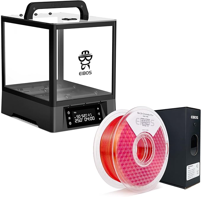 【EIBOS Bundle】 3D Printer Filament Dryer Polyphemus with Fan, Filament Dry Box 2 Rolls with Auto-Rotation + 1KG Silk PLA, Gold Red by EIBOSOfficial