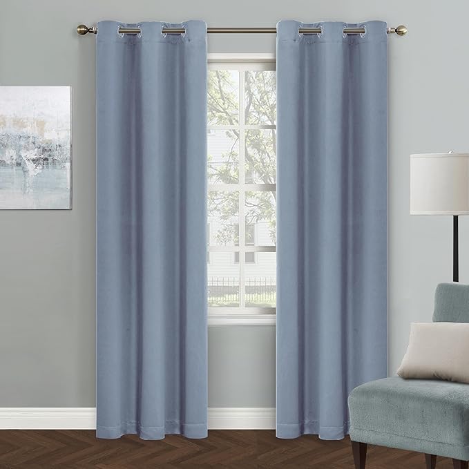 MYSKY HOME Dusty Blue Closet Curtains for Doorway 84 Inch Long Blackout Door Curtain for Living Room Grommet Room Darkening Curtain for Bedroom Thermal Insulated Curtain 1 Curtain Panel, 42 x 84 Inch - Image 8