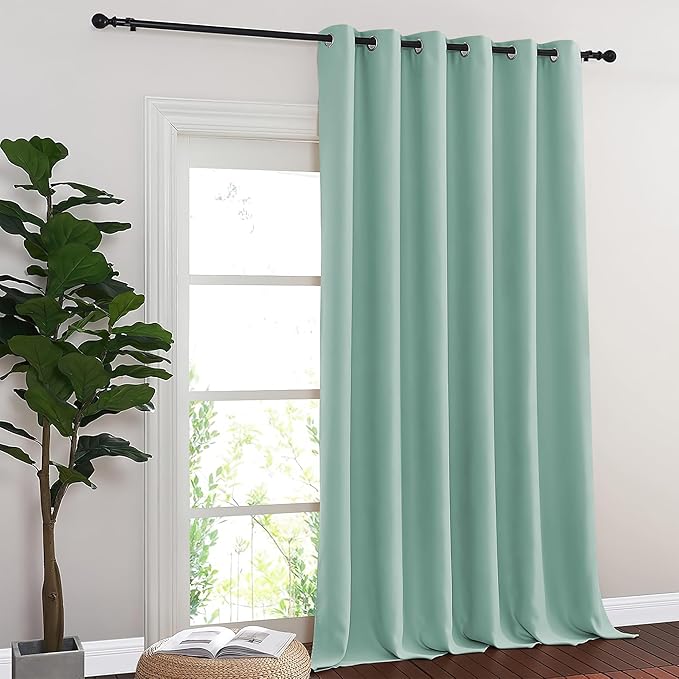 NICETOWN Room Divider Curtain 132 Inches Long, Wide Blackout Sliding Door Curtain for Bedroom, Room Darkening Privacy Window Curtain for Patio Door (1 Panel Set, Aqua Blue, 80 x 132 Inch) - Image 7