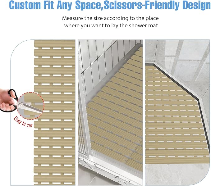 ​Shower Mat Non-Slip Bath Mat for Tub and Shower Stall,200+ Suction Cups with Drain Holes, Quick Dry Machine Washable, Extra Grip for Stand Up Showers, Bathroom Essentials 24x24 Inch (Brown) - Image 7
