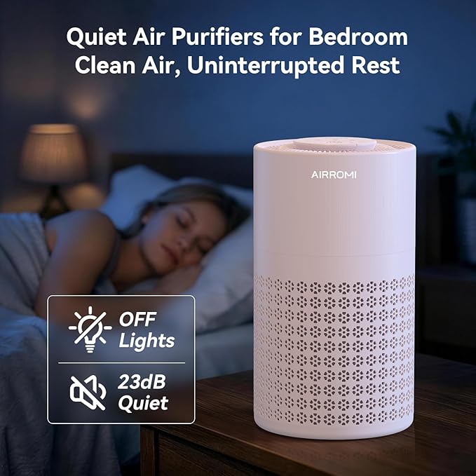 AIRROMI Air Purifier for Bedroom with HEPA 3-in-1 Filter, Pet Air Purifier for Home Cat Pee Smell, Covers Upto 990 Ft², Quiet 360° intake Air Cleaner for pet hair,allergies,Dust,Smoke A2001 Pink - Image 6
