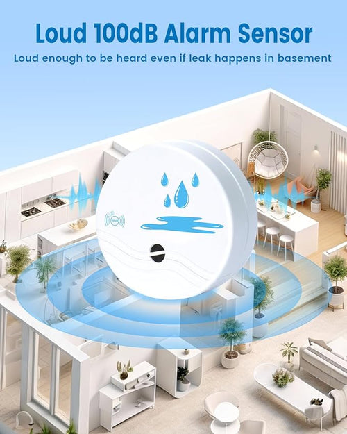 12 Pack Water Leak Detectors for Home, 100dB Waterproof Water Sensor Alarm Leak Detector for Basements, Bathrooms, Laundries, Sinks, and Windows(Battery Included) - Image 2