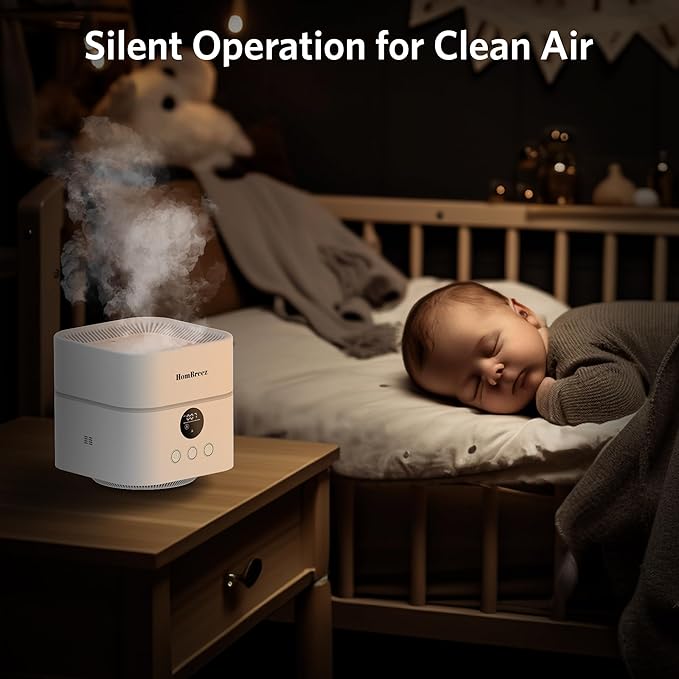 Air Purifier and Humidifier Combo for Bedroom, Covers Up to 200ft², H13 True HEPA Filter, 500ML Water Tank, Quiet Cool Mist Top Fill Essential Oil Diffuser for Baby, Pet Room, White - Image 8