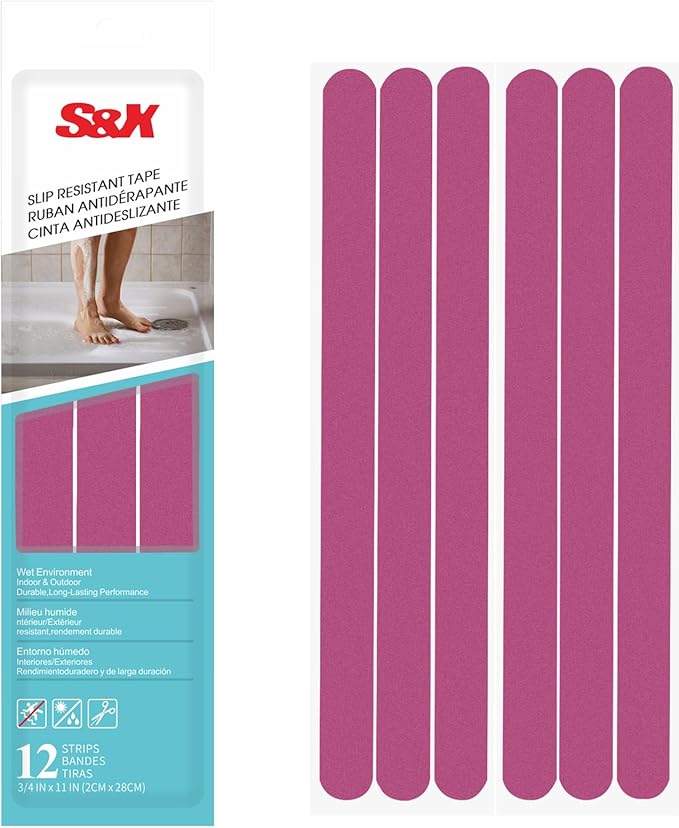 S&X Non-Slip Bathtub Shower Stickers 12-Pack Anti-Skid Strips, Waterproof Adhesive Safety Decals, Fine Grit Tread for Steps, Stairs, Pools, Boats, and Floors - Purple by SXProducts