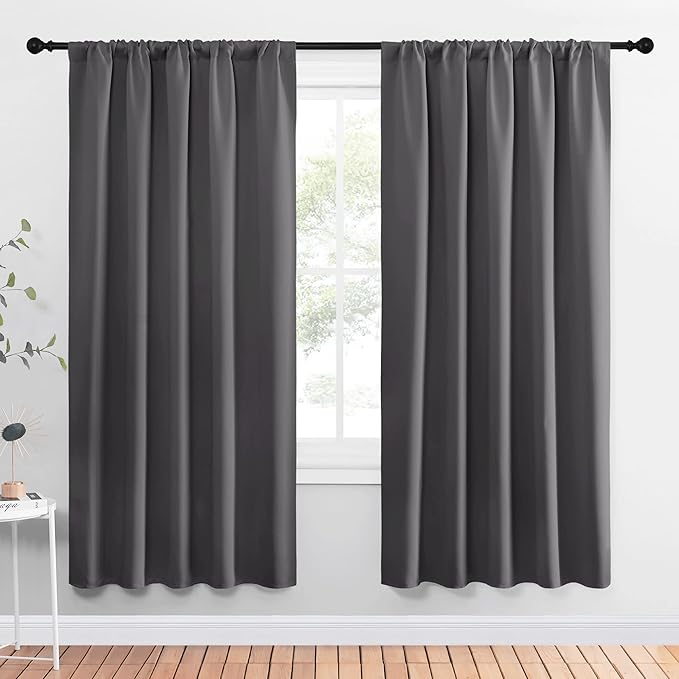 NICETOWN Blackout Curtain Panels for Window - Thermal Insulated Rod Pocket Blackout Drapes/Draperies for Dining Room (2 Panels, W52 x L72 inches, Grey) by NICETOWN