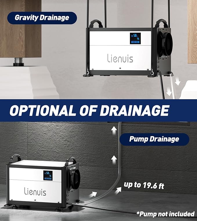110 Pints Commercial Dehumidifiers for Crawl Spaces & Basement,Under House,Warehouse & Job Sites, Crawl Space Dehumidifier with Drain Hose, Remote Control, Auto Defrost, Humidity Control, CSA Listed - Image 5