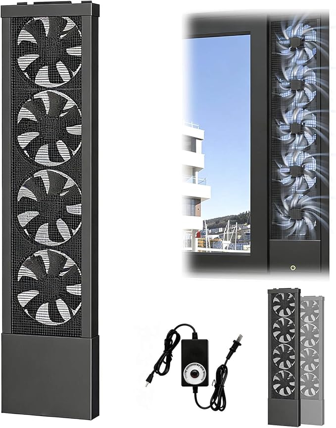 Vertical Window Exhaust Fan for Sliding Windows-Easy Tool-Free Installation, Adjustable Speed with Reversible Airflow, Slim Design for Bedroom Kitchen Office, Alternative to AC Fan and Household Fans by Unknown