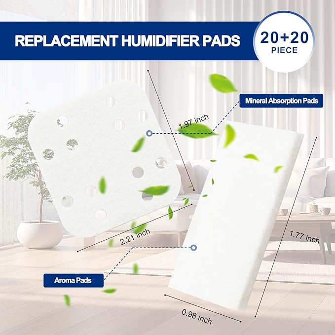 Humidifier Replacement Filters 20 Pack and Replacement Aroma Pads 20 Pack - Compatible with LEVOIT LV600HH, LV600S, OasisMist450S, OasisMist600S - Descaling Pads, White - Image 4