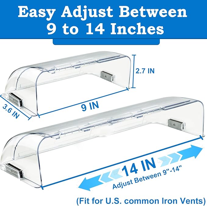 Heating & Air Vent Deflector for Vents, Sidewall, Ceiling, Floor Registers - Adjust Between 9"-14", Magnetic Vent Covers for Air Conditioning, Heat, AC, Floor, Under Furniture (3 Pack Clear) - Image 2
